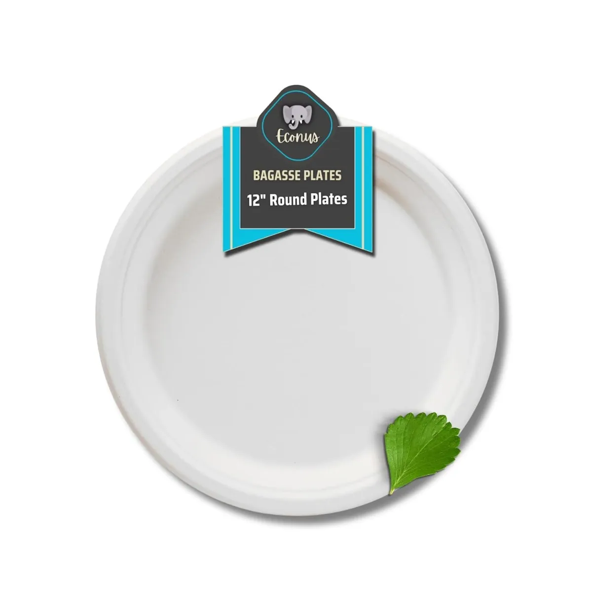 12 inch, 50-Pack Compostable Bagasse Round Plates | Disposable Eco-Friendly Biodegradable Like White Paper Plates | Party, Wedding, Event Plates