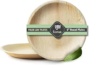 Export Quality Plates| Pack of 50| 6 inch Disposable Round Plates, Areca Palm Leaf Plate for Party and Function