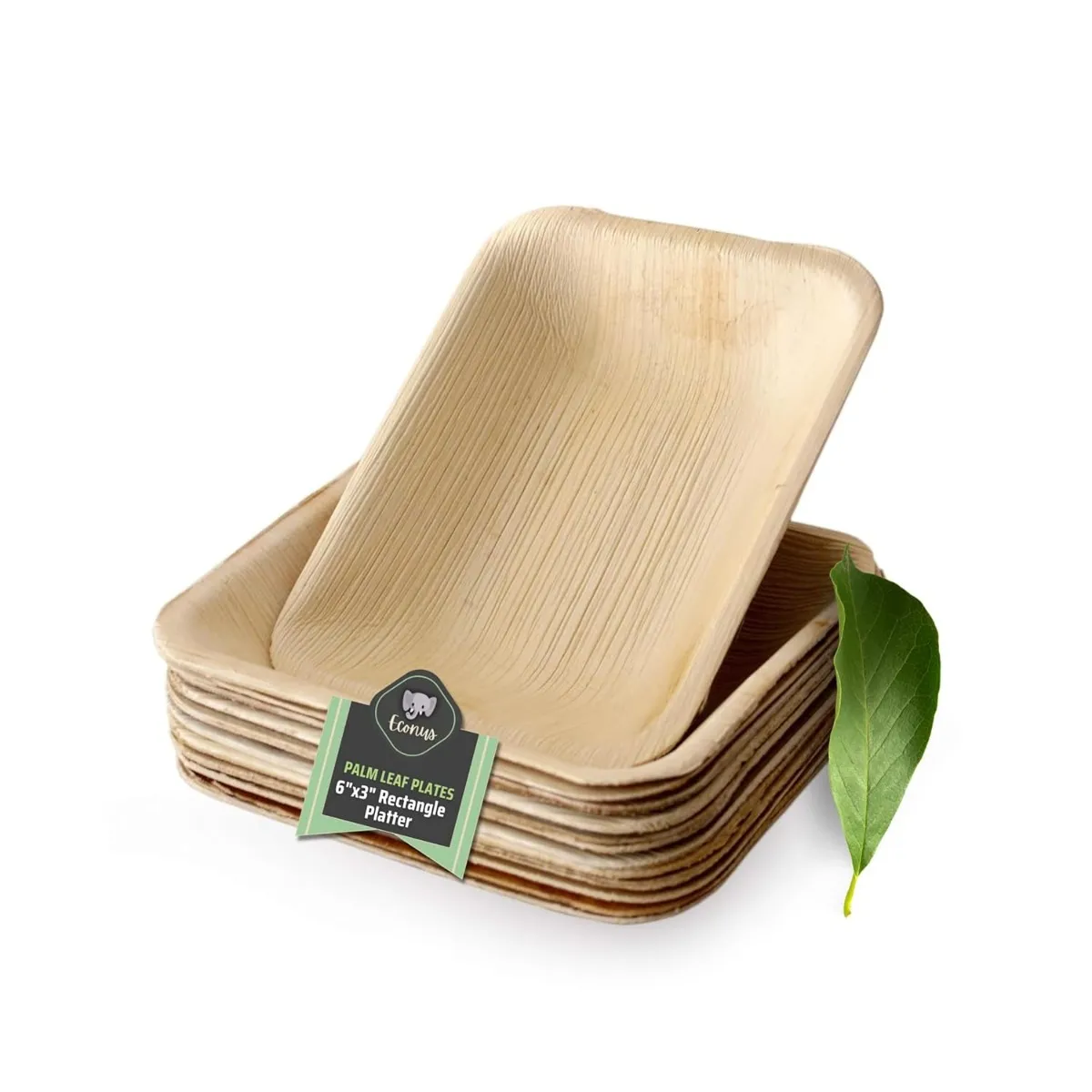 Export Quality Plates| Pack of 50| 6x5-inch Disposable Areca Leaf Square Plate Eco-Friendly and Biodegradable for Weddings and Parties
