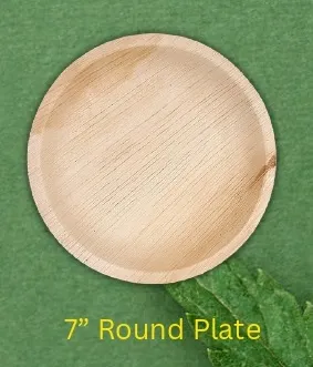 Export Quality Plates| Pack of 50| 7 inch Disposable Round Plates, Areca Palm Leaf Plate for Party and Function