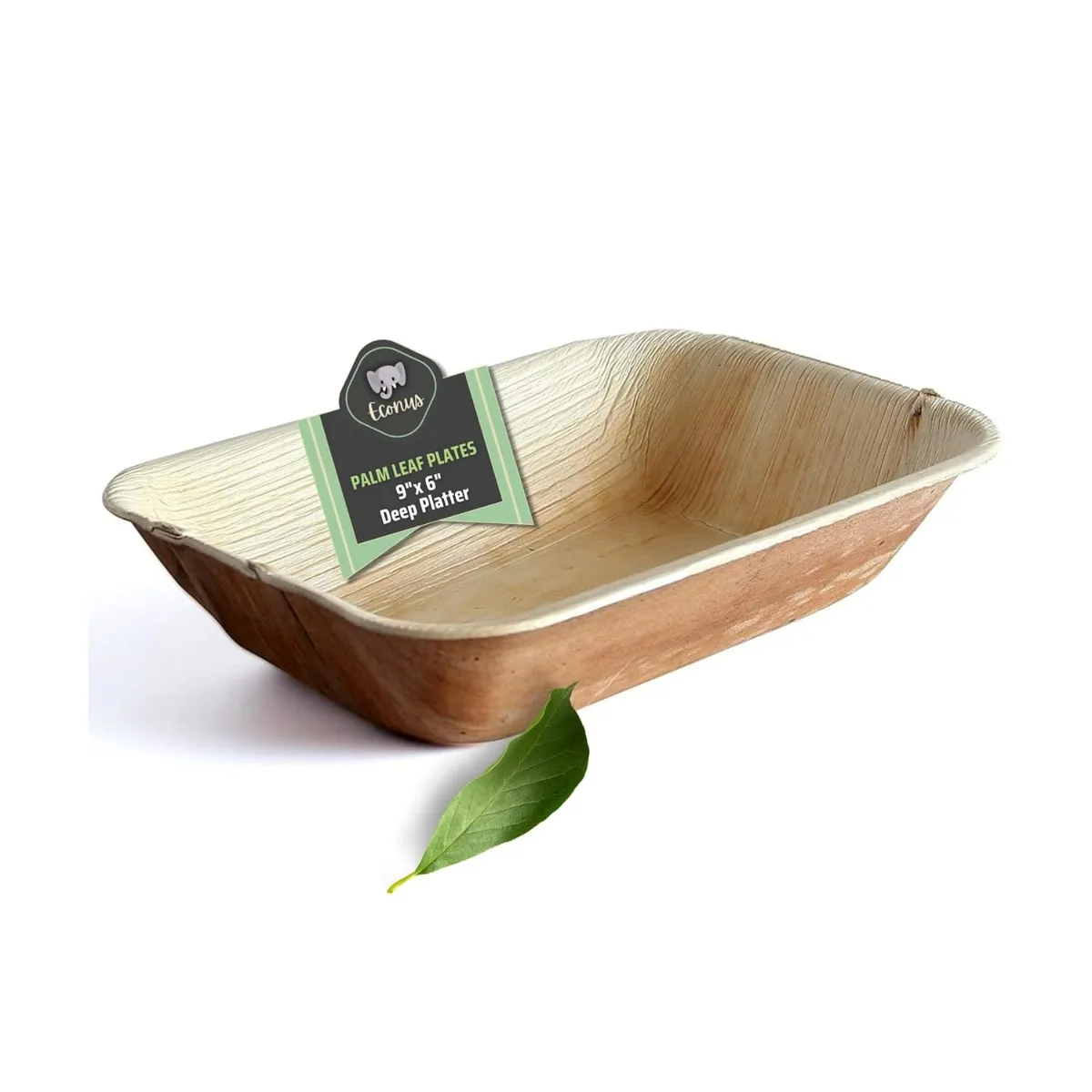 Export Quality Big Bowl |Pack of 50| 9 x 6" Inch Big Disposable Rectangle Shaped Deep Bowl Areca Palm Leaf Bowl Eco-Friendly and Biodegradable Plastic Free for Party and Function