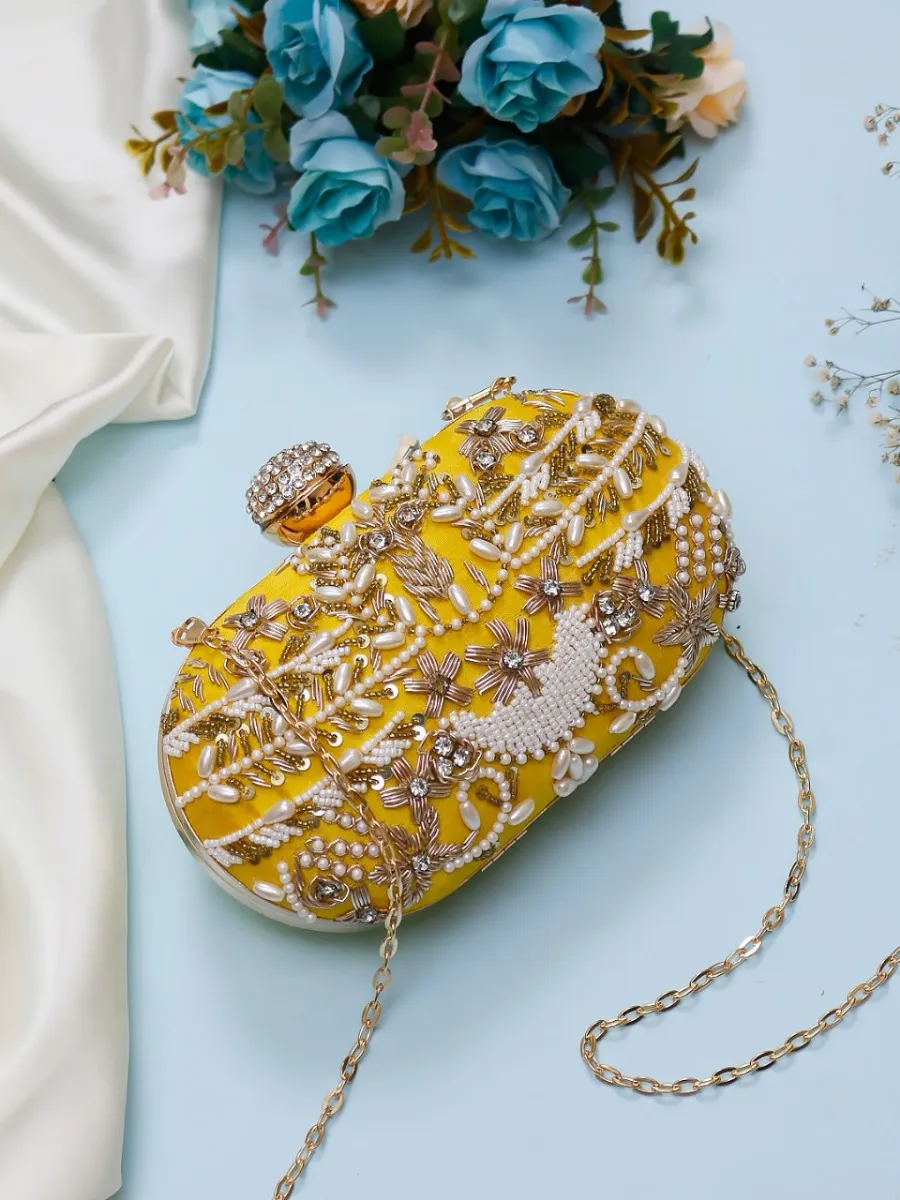 Royal Heritage: Oval Dabka Hand-Embroidered Designer Clutch