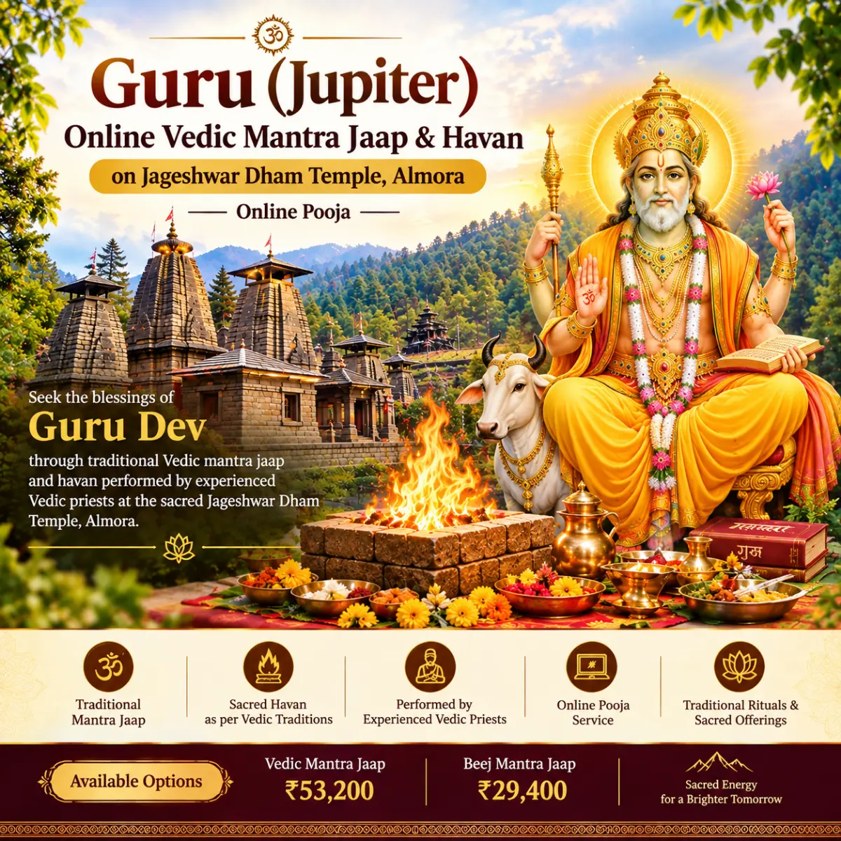 Guru (Jupiter) – Online Vedic Mantra Jaap & Havan on Jageshwar Dham Temple, Almora | Online Pooja