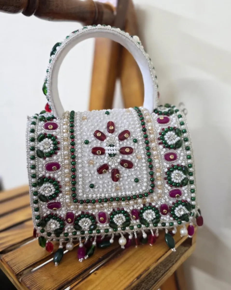 Vibrant Aura: Multi-Color Embroidered Mini Festive Clutch