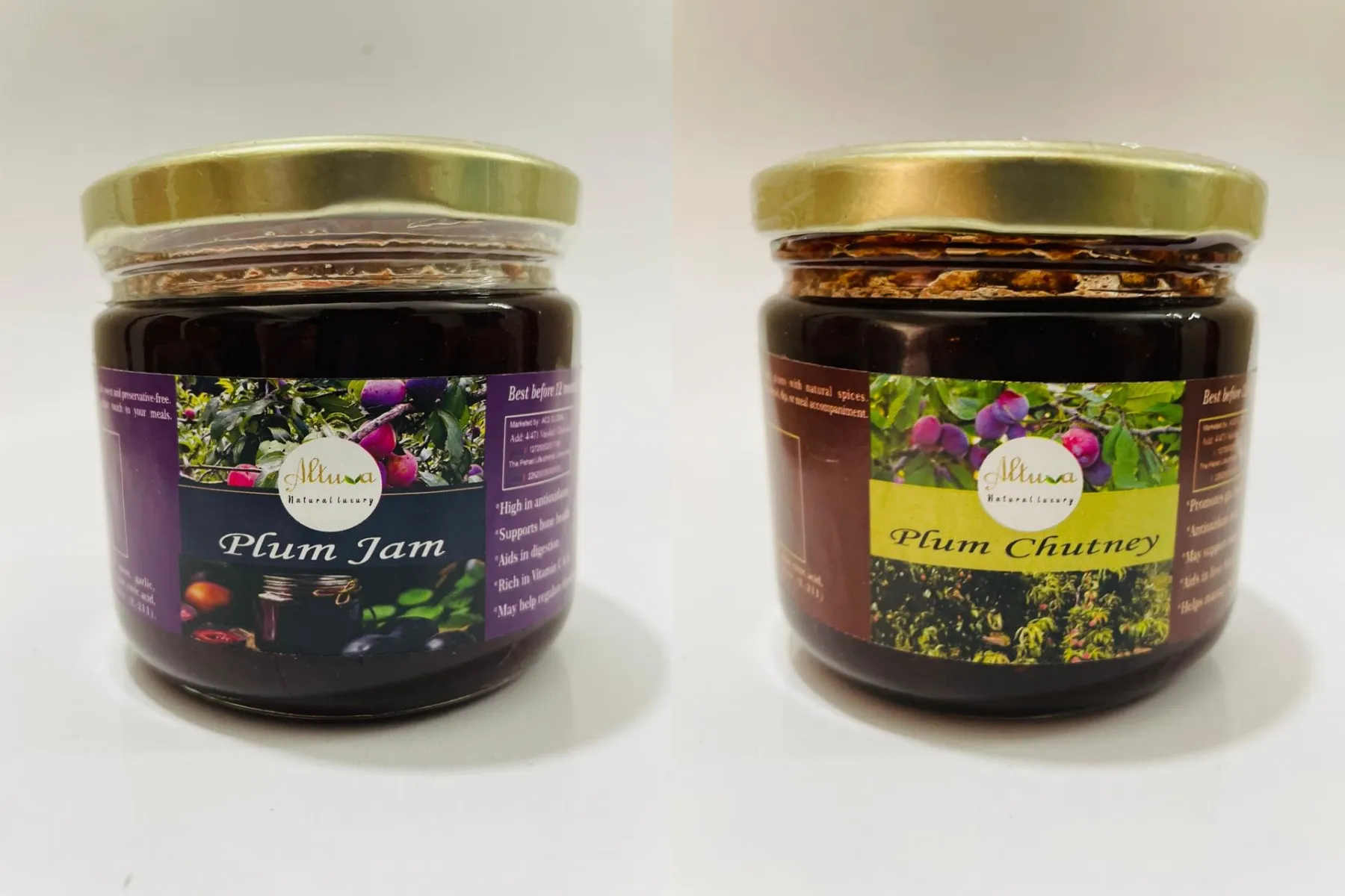 ALTUVA Plum Combo – Plum Jam & Plum Tangy Spread (Jar of 2) - 450g each