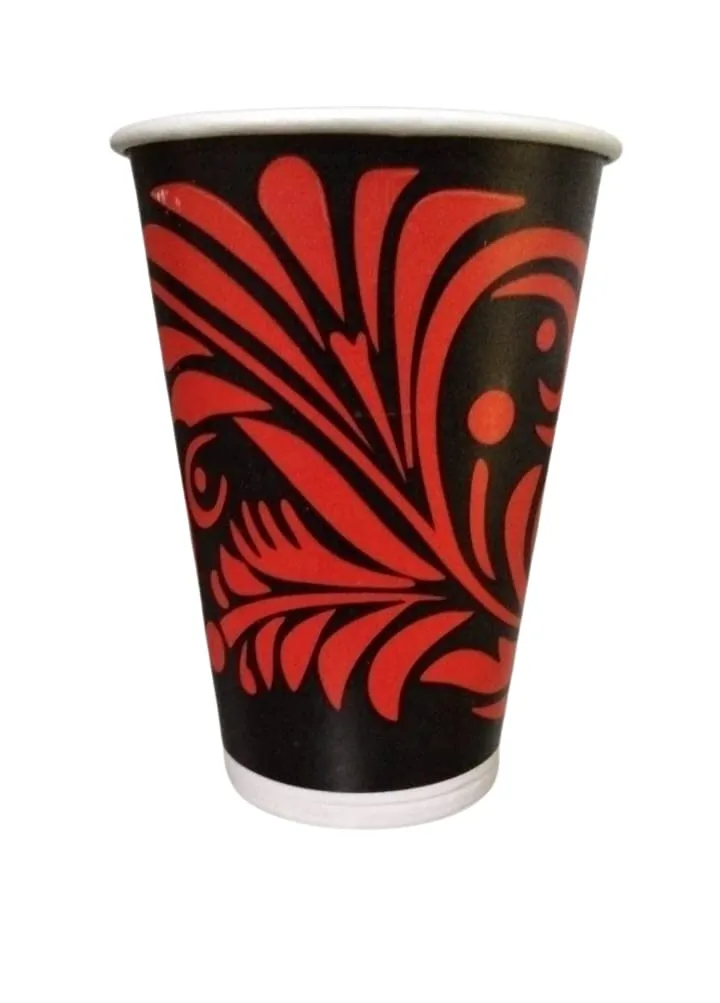Premium Disposable Printed Paper Cups | Pack of 100 | 250ml Glass for Hot & Cold Beverages | Rolled Rims, Recyclable | Coffee | Tea and Drinks in Office | Festival | Party Eco Friendly