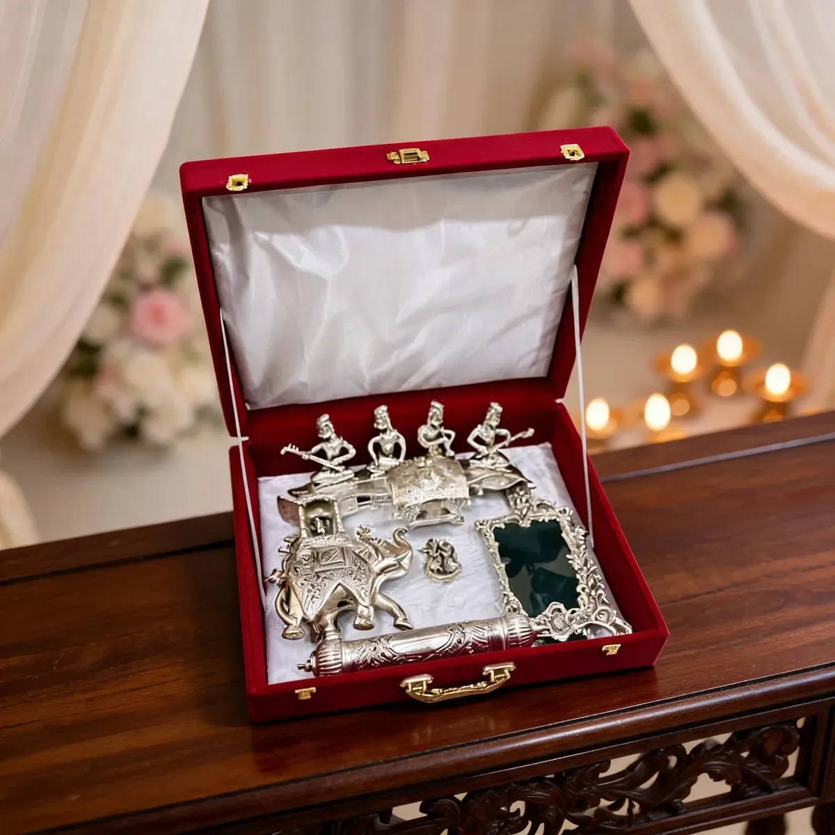 Wedding Invites Premium Combo 5 – Royal Silver Collection with Velvet Box Packing