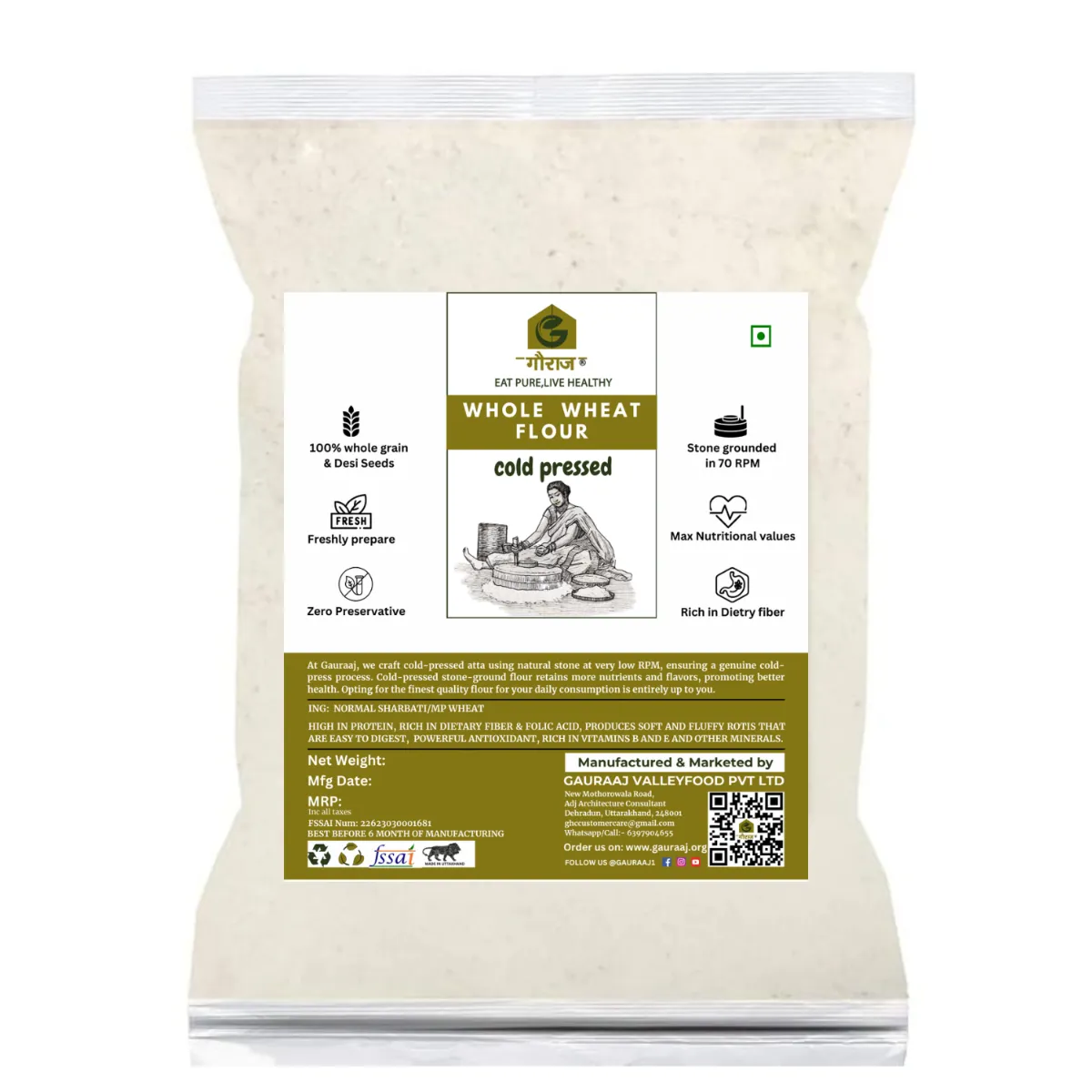 Natural Stone Grounded Cold Pressed Premium MP Wheat Flour