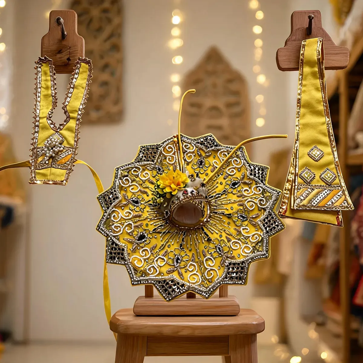 Kanha Ji Yellow Poshak (10 Inch) – Handcrafted Designer Dress for Laddu Gopal / Krishna Ji
